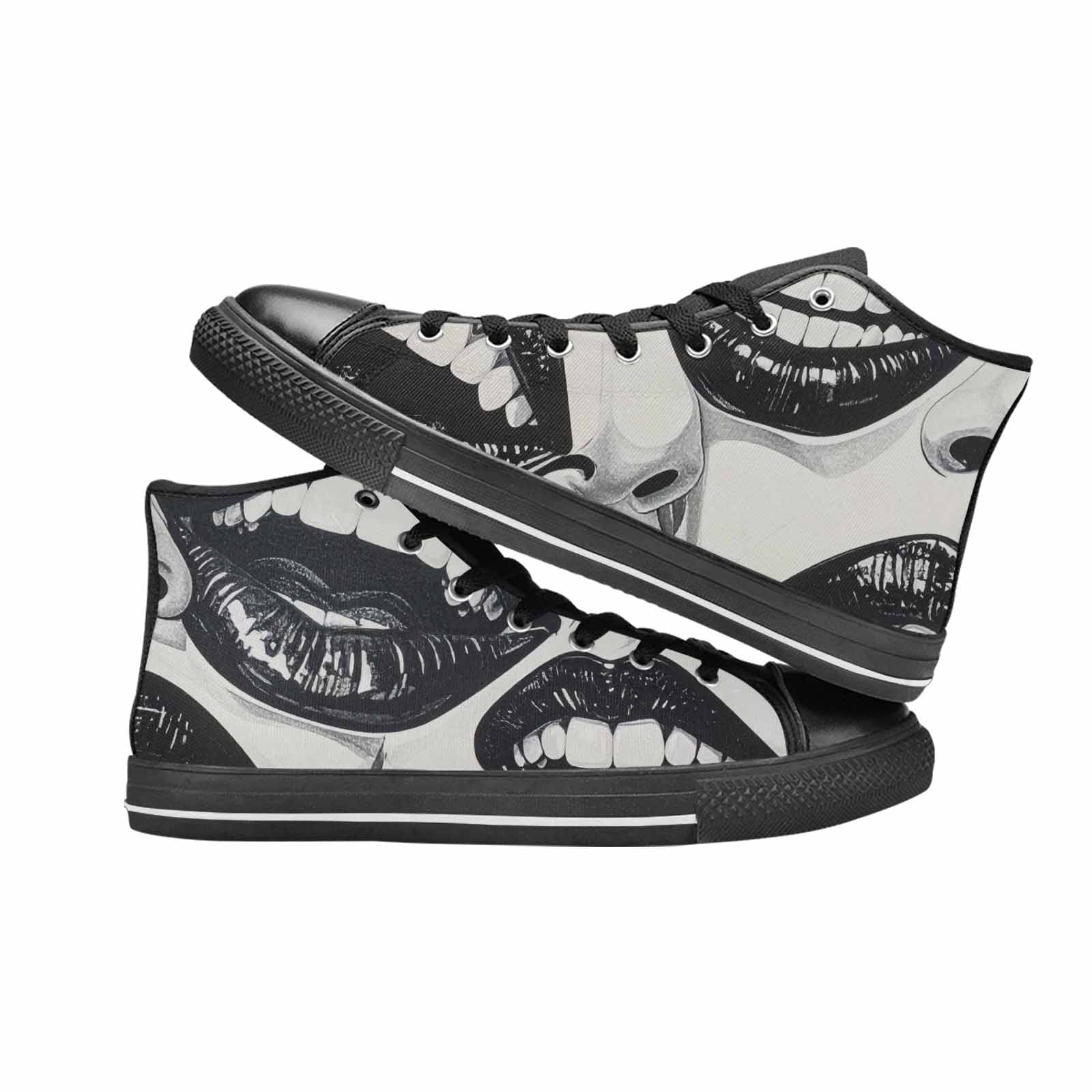 MEN'S Googly Cartoon Mouths High Top Canvas Aesthetic Custom Shoes