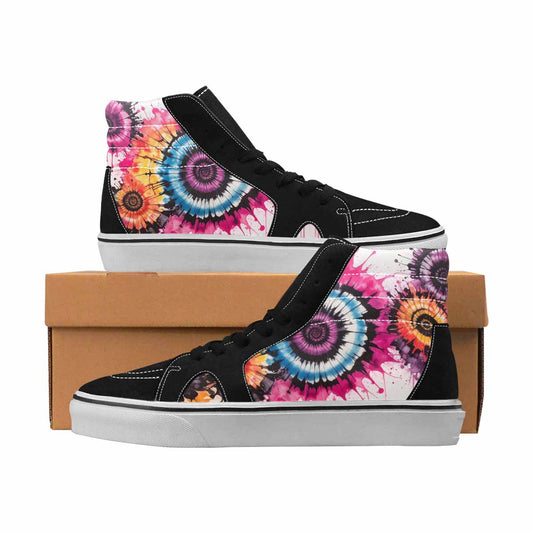 MEN'S Tie Dye Black & Pink Ink High Top Canvas Custom Fashion Dark Academia All Over Print Shoes