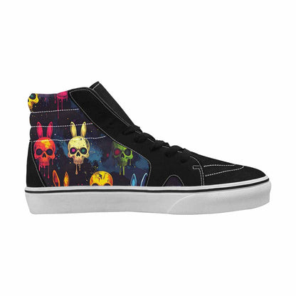 MEN'S Radioactive Ghost Bunny Skull High Top Canvas Cottagecore Custom Sneakers