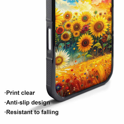 iPhone 17 Pro Max Case — Impressionist Sunflower Brushstroke Pattern Floral, Unique Phone Case Design