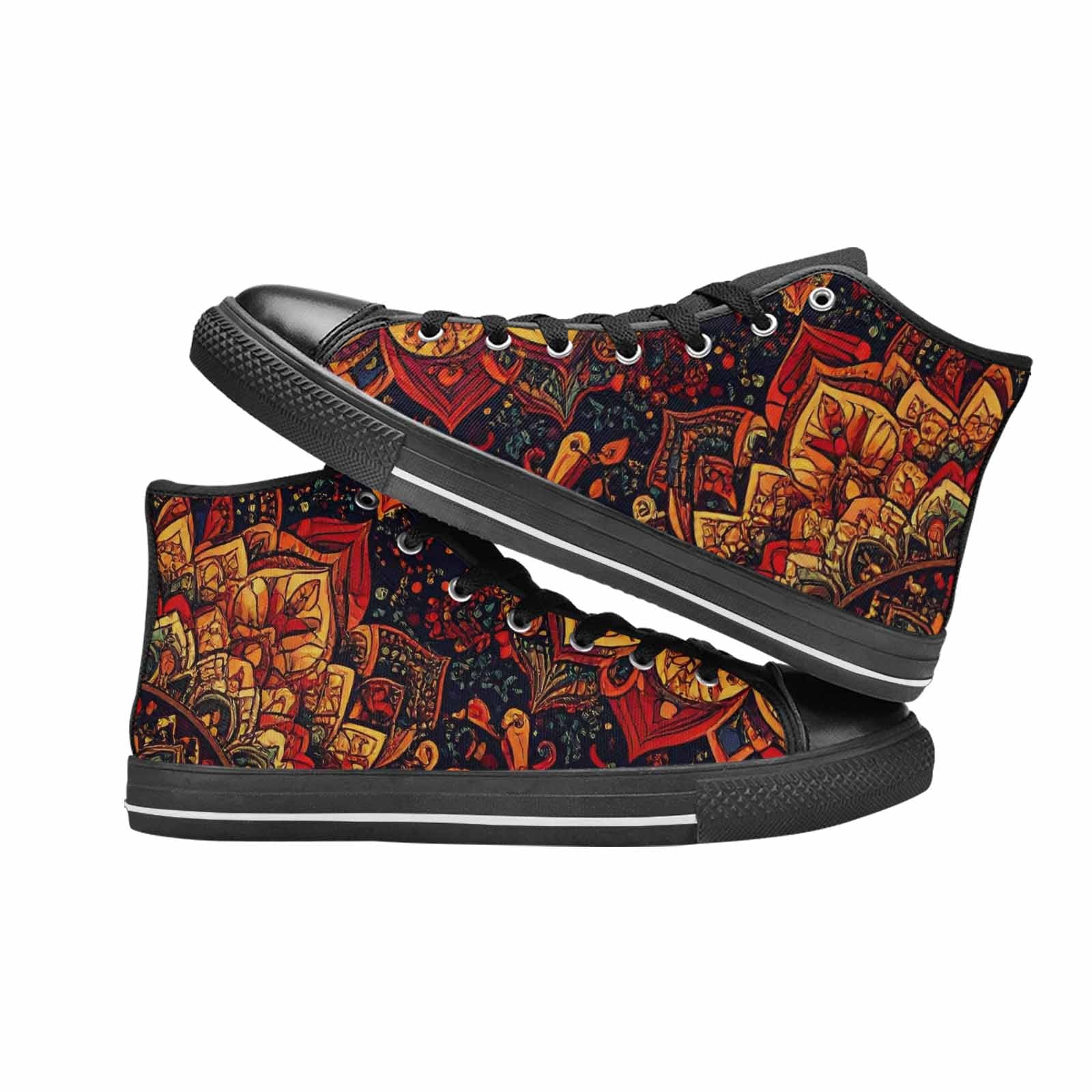 WOMEN'S Mandala Lions High Top Canvas Grunge Custom Shoes