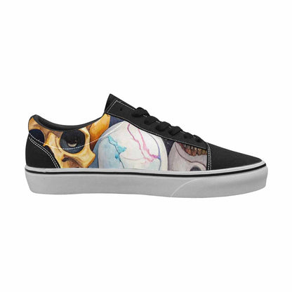 WOMEN'S Skulls  Marble Skulls Lace-Up Canvas Kaleidoscope Custom Sneakers