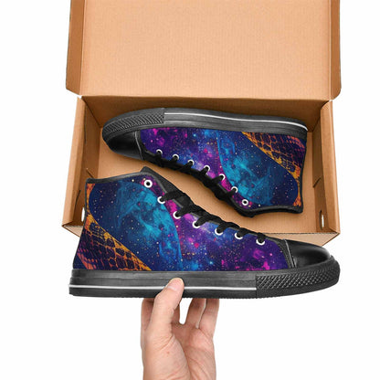 MEN'S Galaxy Snake Print High Top Canvas Vibrant Chaos Custom Sneakers