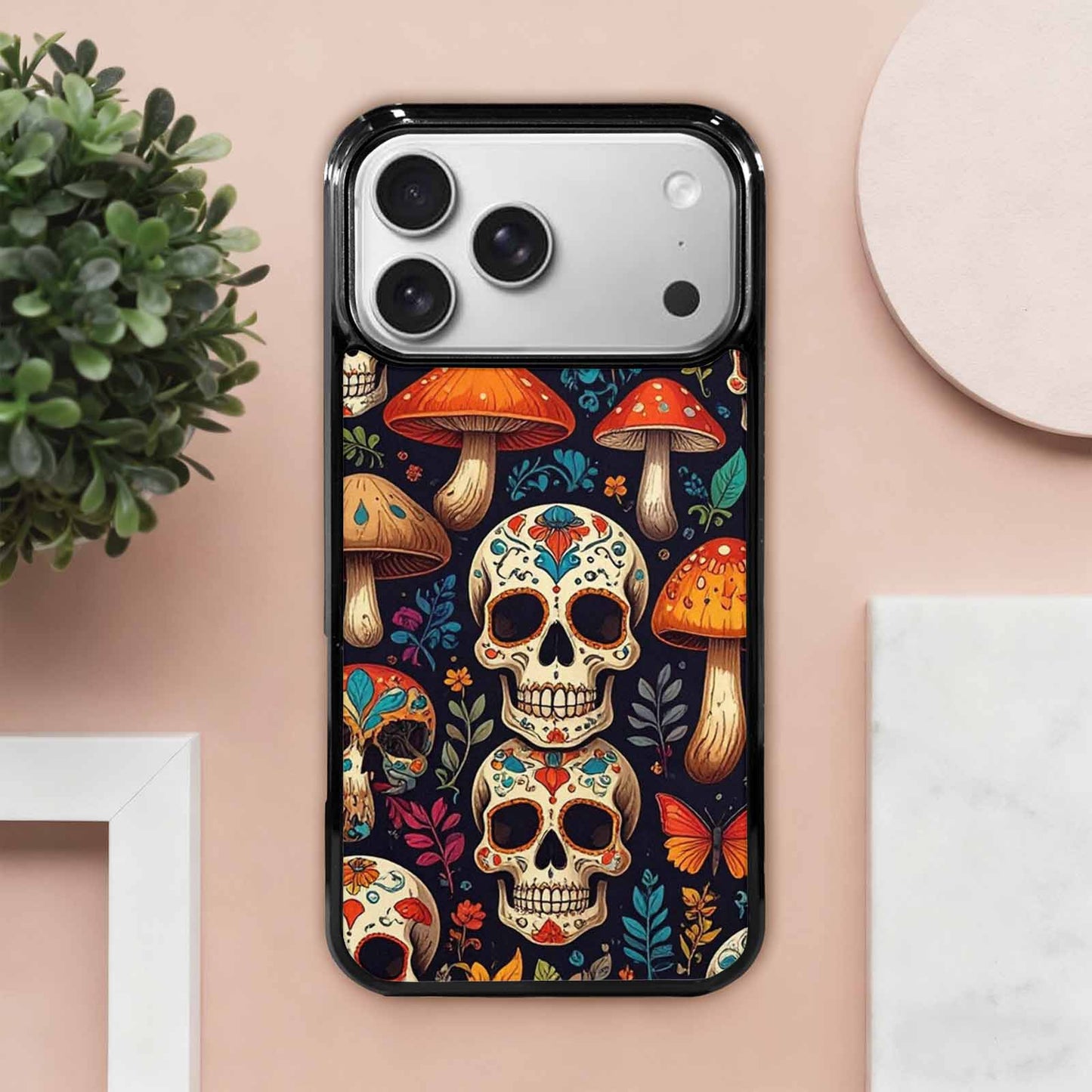 iPhone 17 Pro Max Case — Mushrooms And Skulls Gothic Skulls, Custom Phone Case
