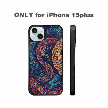 iPhone 15 Plus Case — Paisley Mandala, Custom Designed Case Cover
