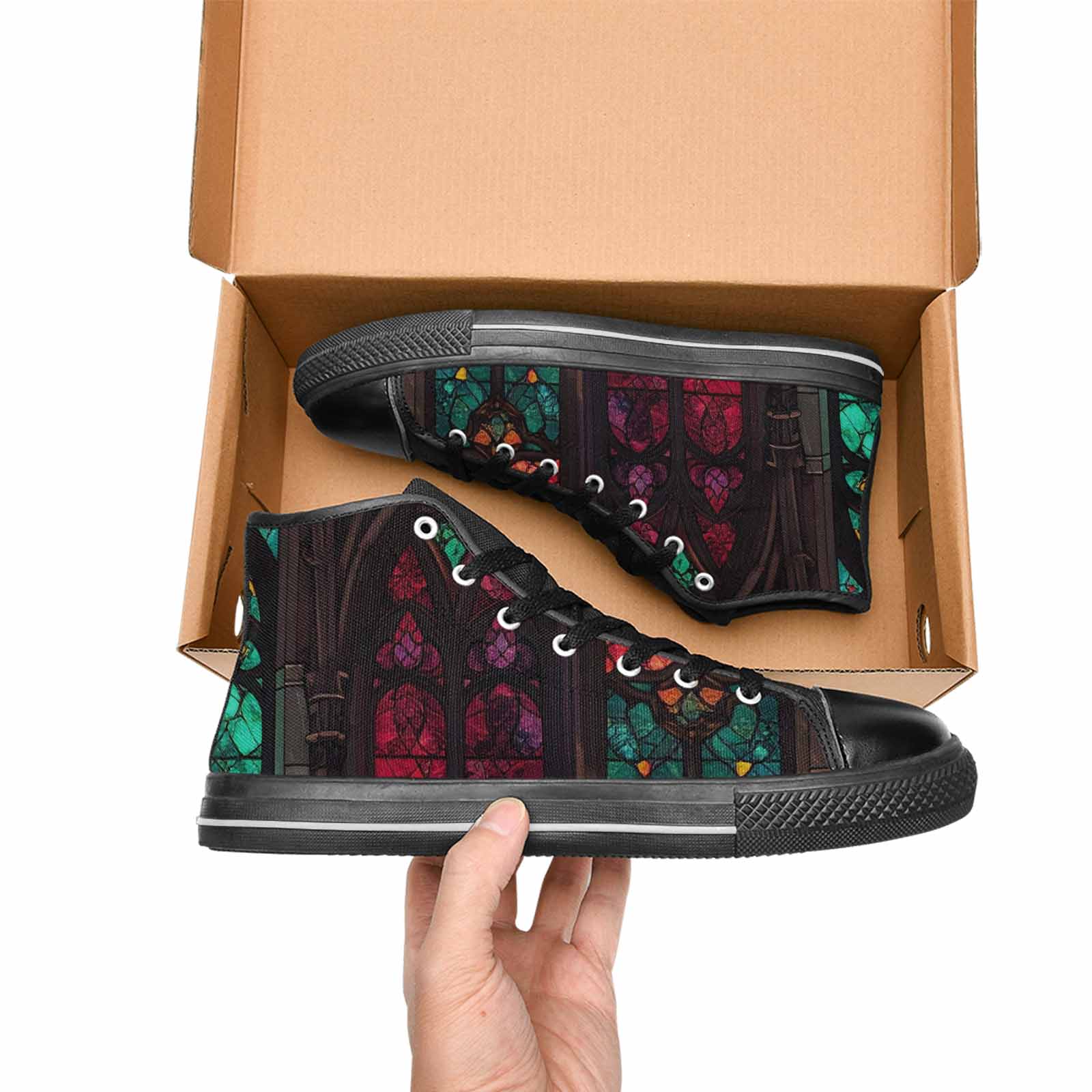 MEN'S Stained Glass Cathedral High Top Canvas Dreamcore Sneakers