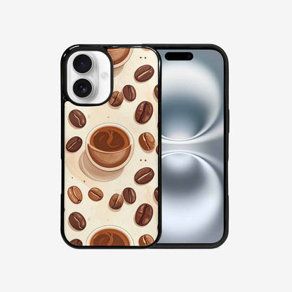 iPhone 16 Case — Coffee Cup And Bean Pattern Seamless, Custom Art Phone Cover