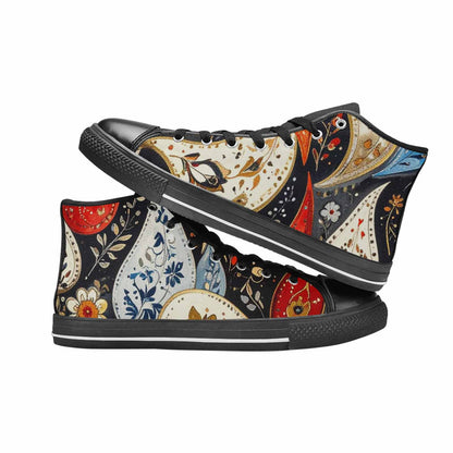 WOMEN'S Paisley Bandana High Top Canvas Vibrant Chaos Sneakers