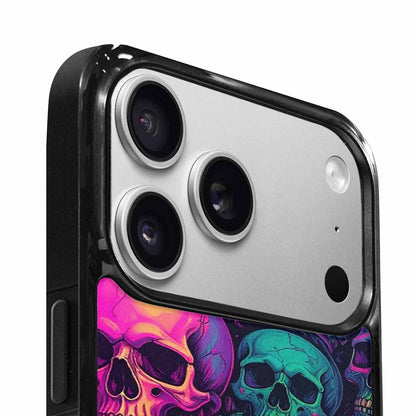 iPhone 17 Pro Max Case — Skulls Neon Punk Small Gothic Skulls, Unique Phone Case Design