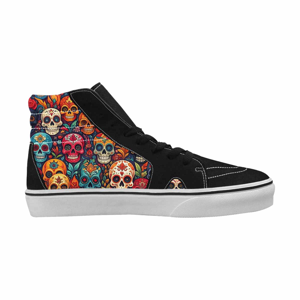 WOMEN'S Skull High Top Canvas Wallpaper Art Sneakers