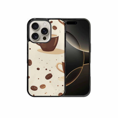 iPhone 16 Pro Case — Coffee Cup And Bean Pattern Seamless, Custom Print Case Cover