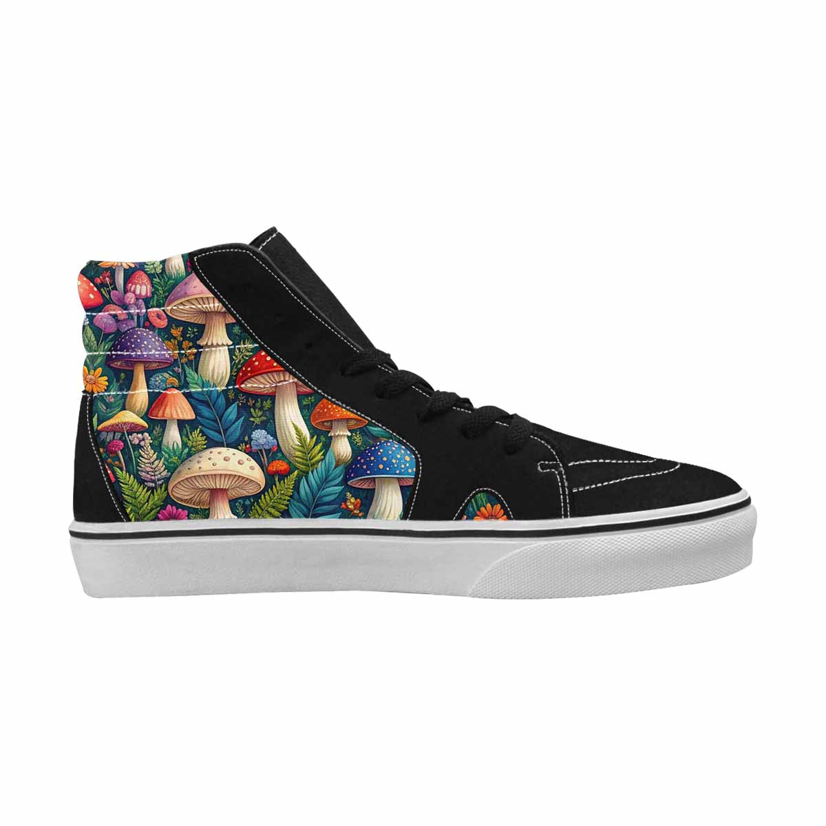MEN'S Mushrooms  Botanical Mushrooms High Top Canvas Dark Academia Sneakers