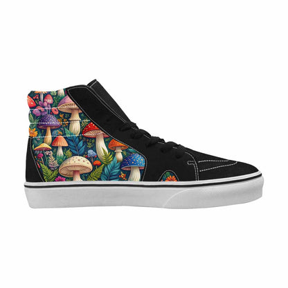 MEN'S Mushrooms  Botanical Mushrooms High Top Canvas Dark Academia Sneakers