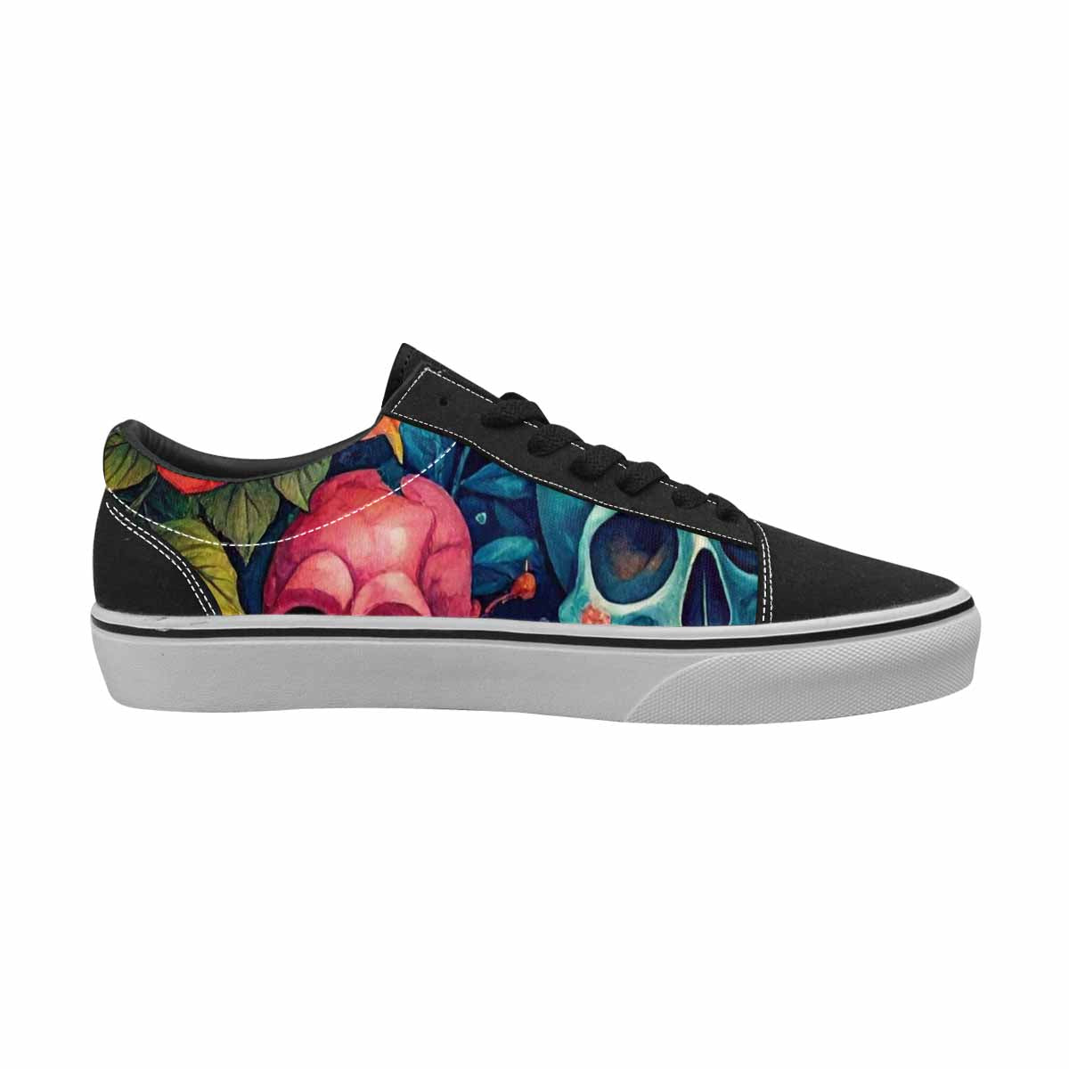 WOMEN'S Skulls  Botanical Skulls Lace-Up Canvas Cottagecore Custom Sneakers