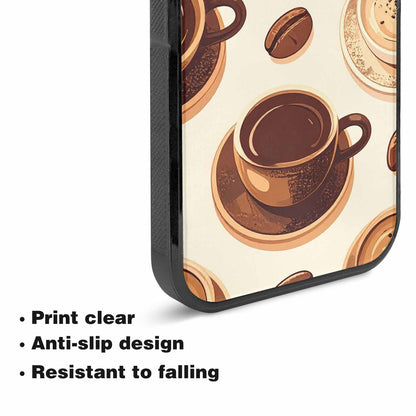 iPhone 15 Plus Case — Coffee Cup And Bean Pattern Seamless, Custom Print Case Cover