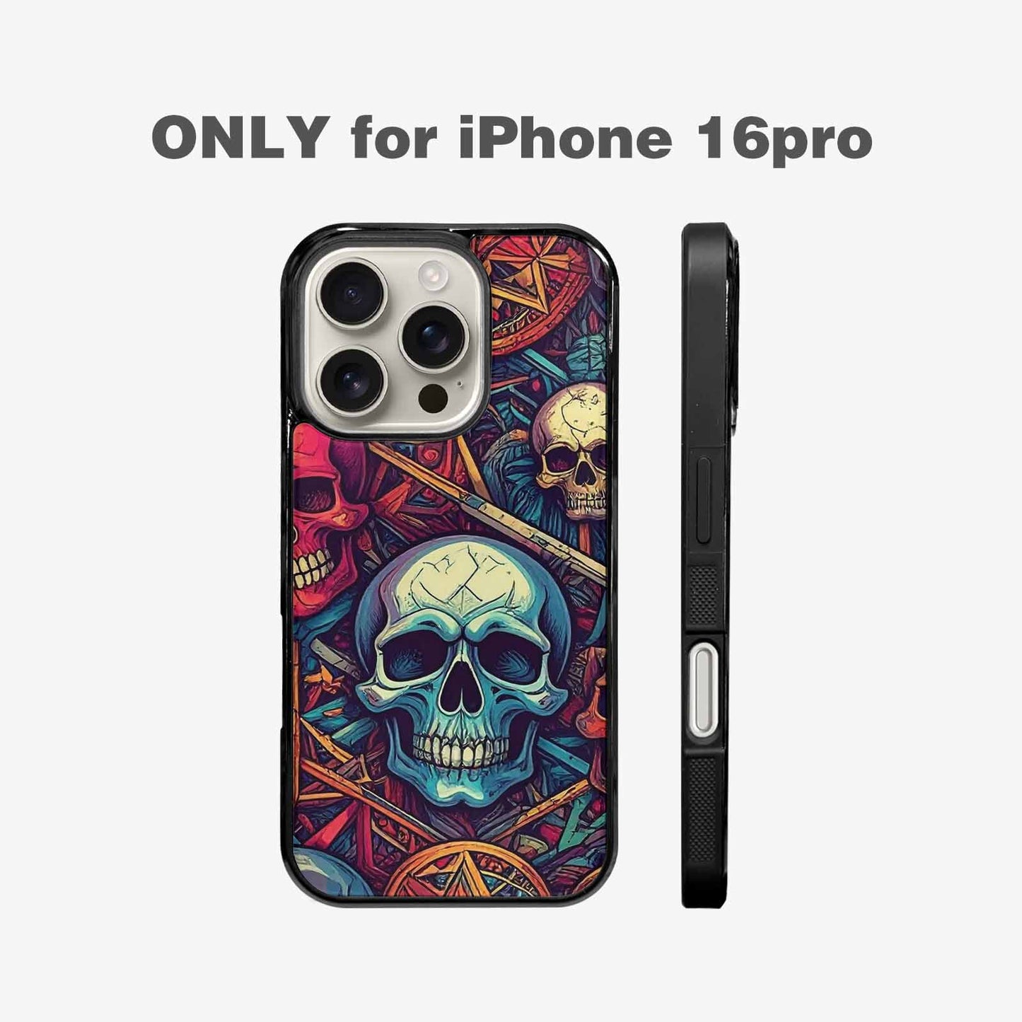 iPhone 16 Pro Case — Sacred Geometry Lots Of Skulls Seamless, Custom Printed Phone Case