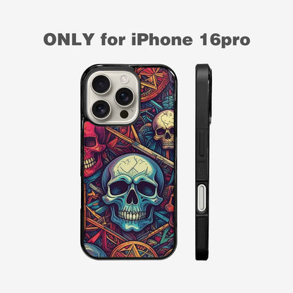 iPhone 16 Pro Case — Sacred Geometry Lots Of Skulls Seamless, Custom Printed Phone Case