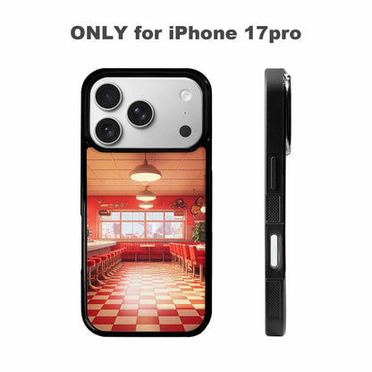 iPhone 17 Pro Case — Diner Cartoon Art Pattern Retro Vintage, Custom Printed Phone Case