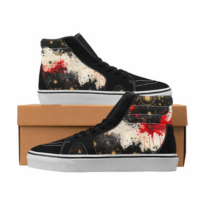 MEN'S Zodiac Black & Red Ink High Top Canvas Artist-designed Y2K Custom Shoes