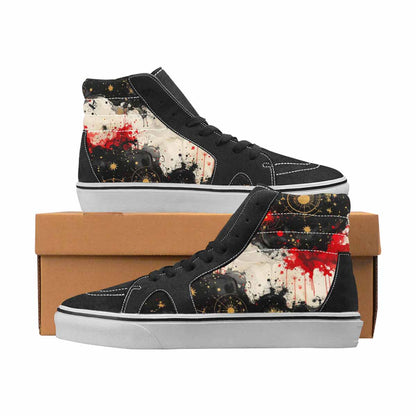 WOMEN'S Zodiac Black & Red Ink High Top Canvas Graphic Print Grunge Custom Art Shoes