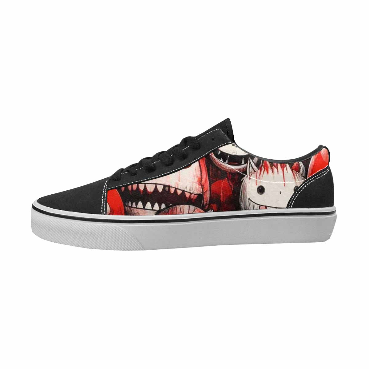 WOMEN'S Monsters Black & Red Ink Canvas Original Design Vibrant Chaos Custom Streetwear Shoes