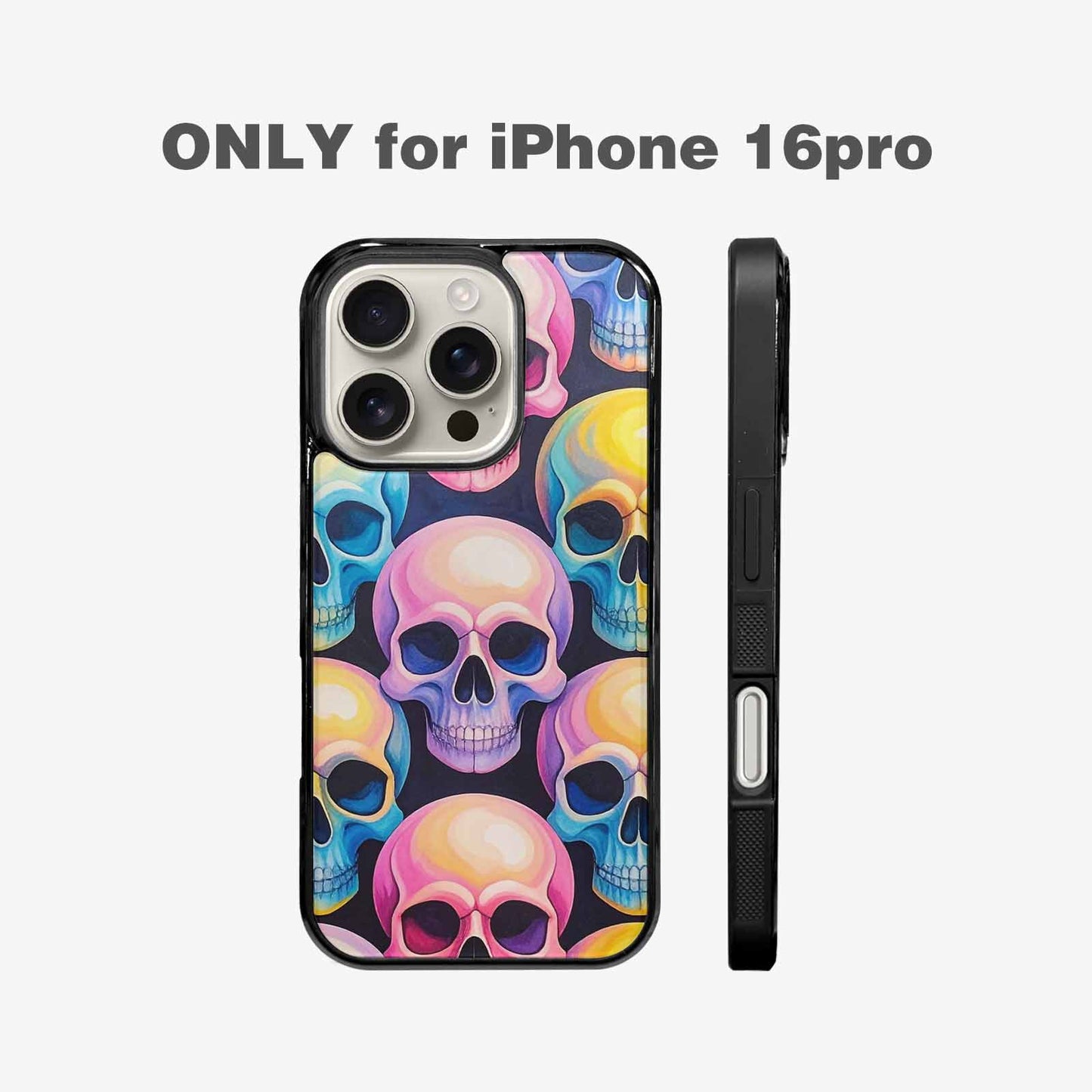iPhone 16 Pro Case — Dripping Candy Skulls Custom, Customized Protective Case