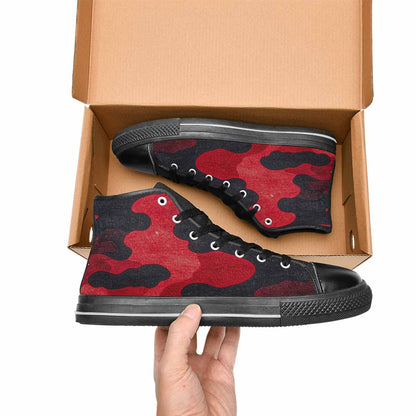 MEN'S Tactical Camo Red Black High Top Canvas Dark Academia Custom Sneakers