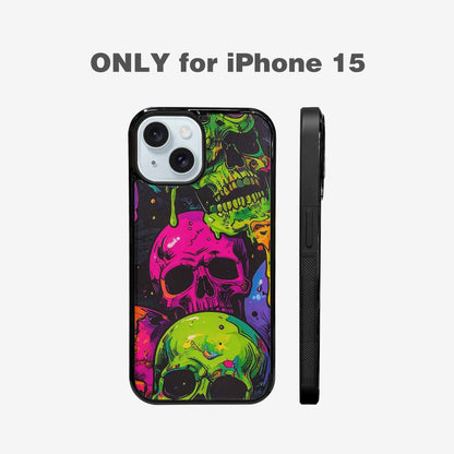 iPhone 15 Case — Vibrant Camo 1000\'s Of Skeletons Neon, Personalized Phone Case