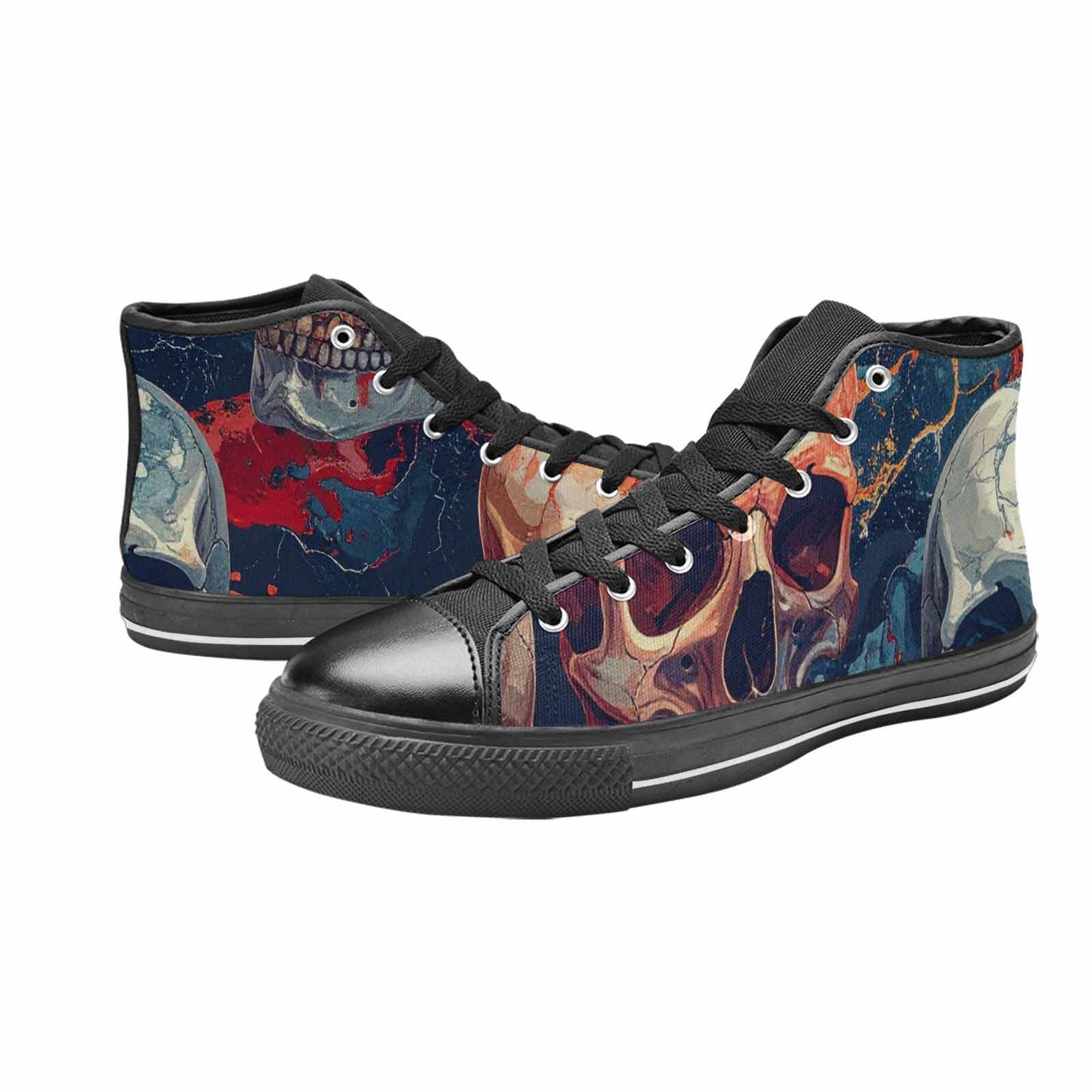 WOMEN'S Marble Skull High Top Canvas Dreamcore Sneakers