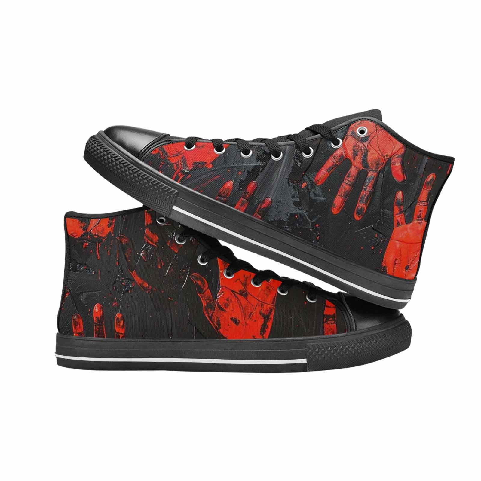 WOMEN'S Halloween Splatter Handprint High Top Canvas Wallpaper Art Custom Shoes