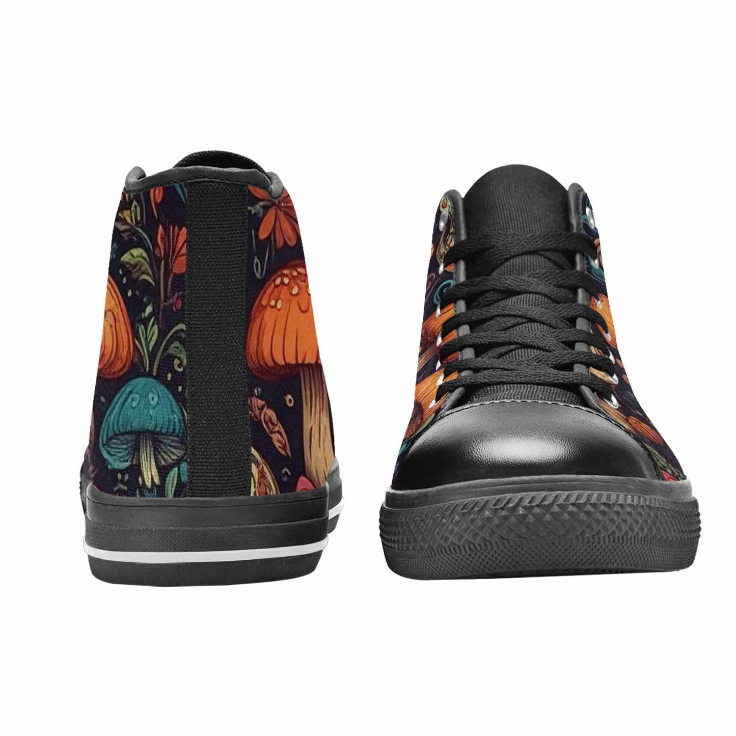MEN'S Mushrooms And Skulls High Top Canvas Wallpaper Art Custom Shoes
