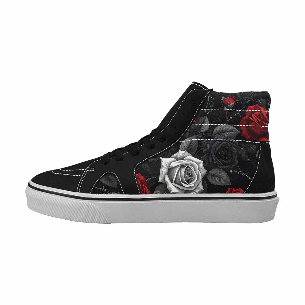 WOMEN'S Black Gothic Rose High Top Canvas Dreamcore Custom Sneakers