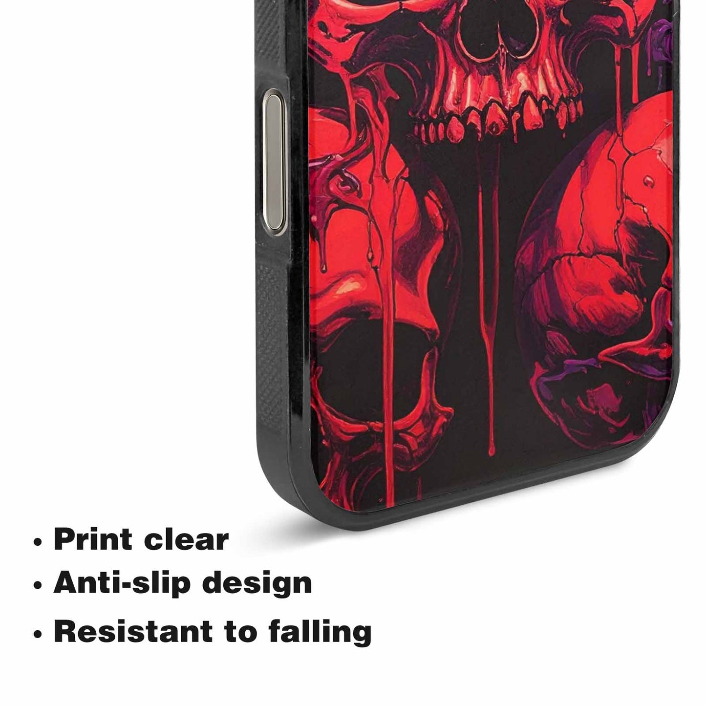 iPhone 16 Pro Case — Red Purple Skeletons Neon Drip Melting, Custom Designed Case Cover