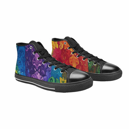 MEN'S Rainbow Pride Flag High Top Canvas Surreal Custom Sneakers
