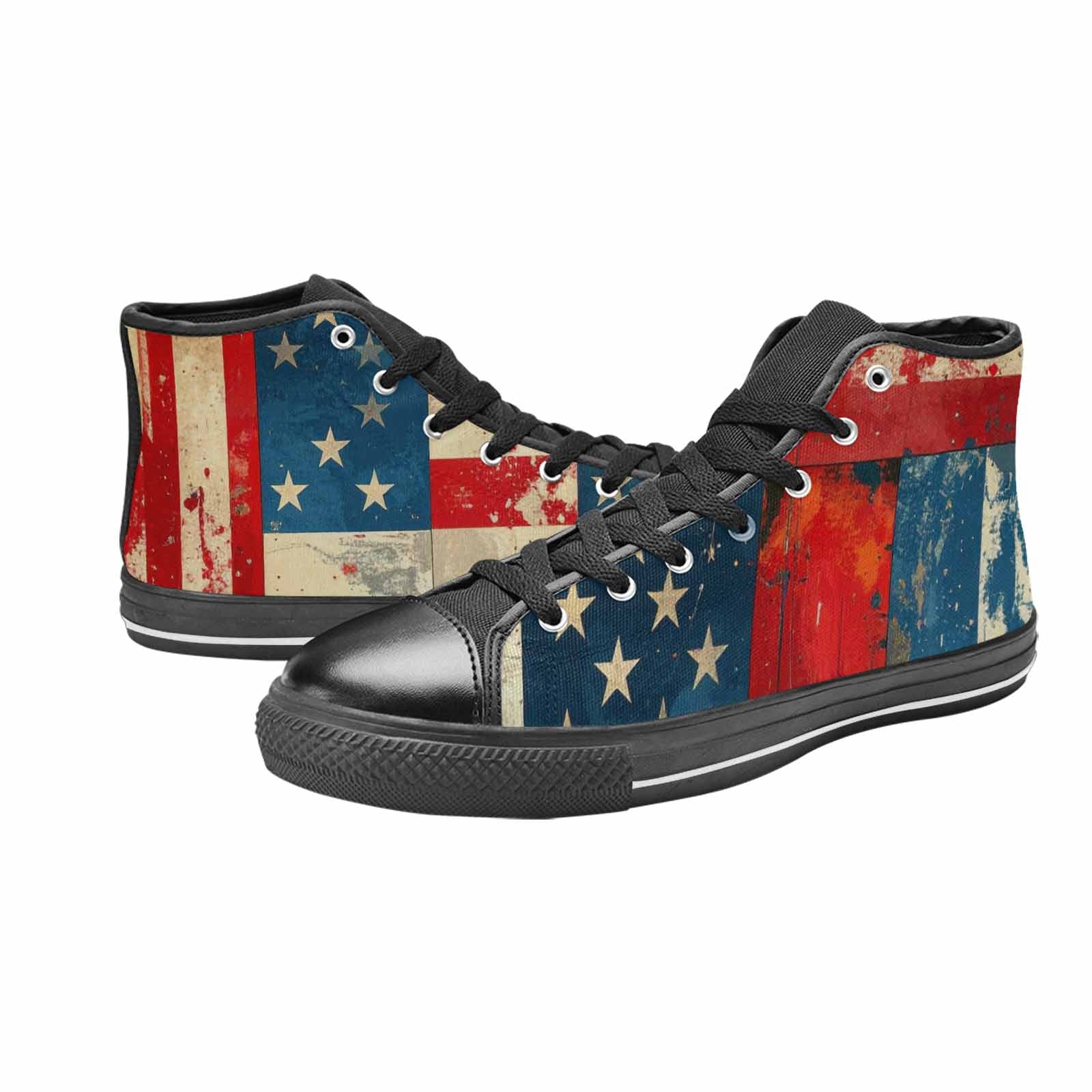 MEN'S American Flag Stars High Top Canvas Y2K Custom Shoes