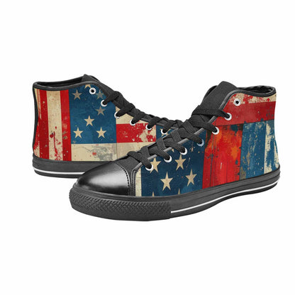 MEN'S American Flag Stars High Top Canvas Y2K Custom Shoes