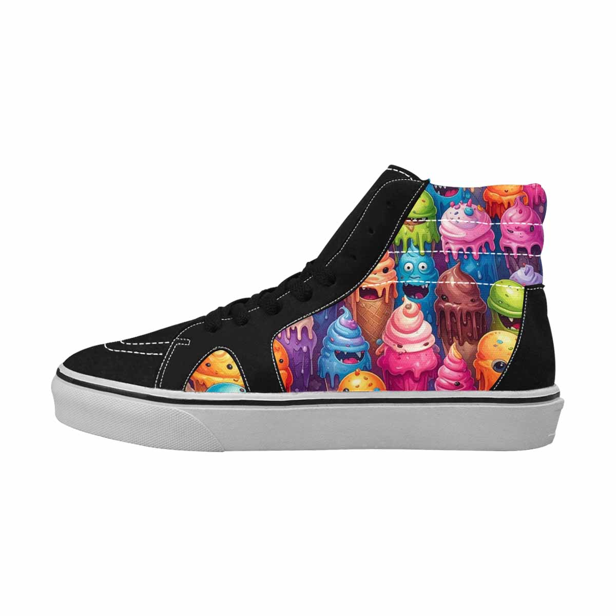 MEN'S Melting Ice Cream Monster High Top Canvas Wallpaper Art Sneakers