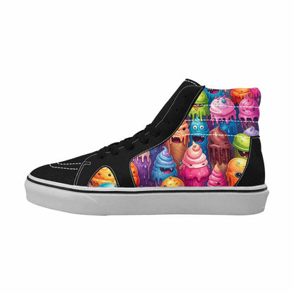 MEN'S Melting Ice Cream Monster High Top Canvas Wallpaper Art Sneakers