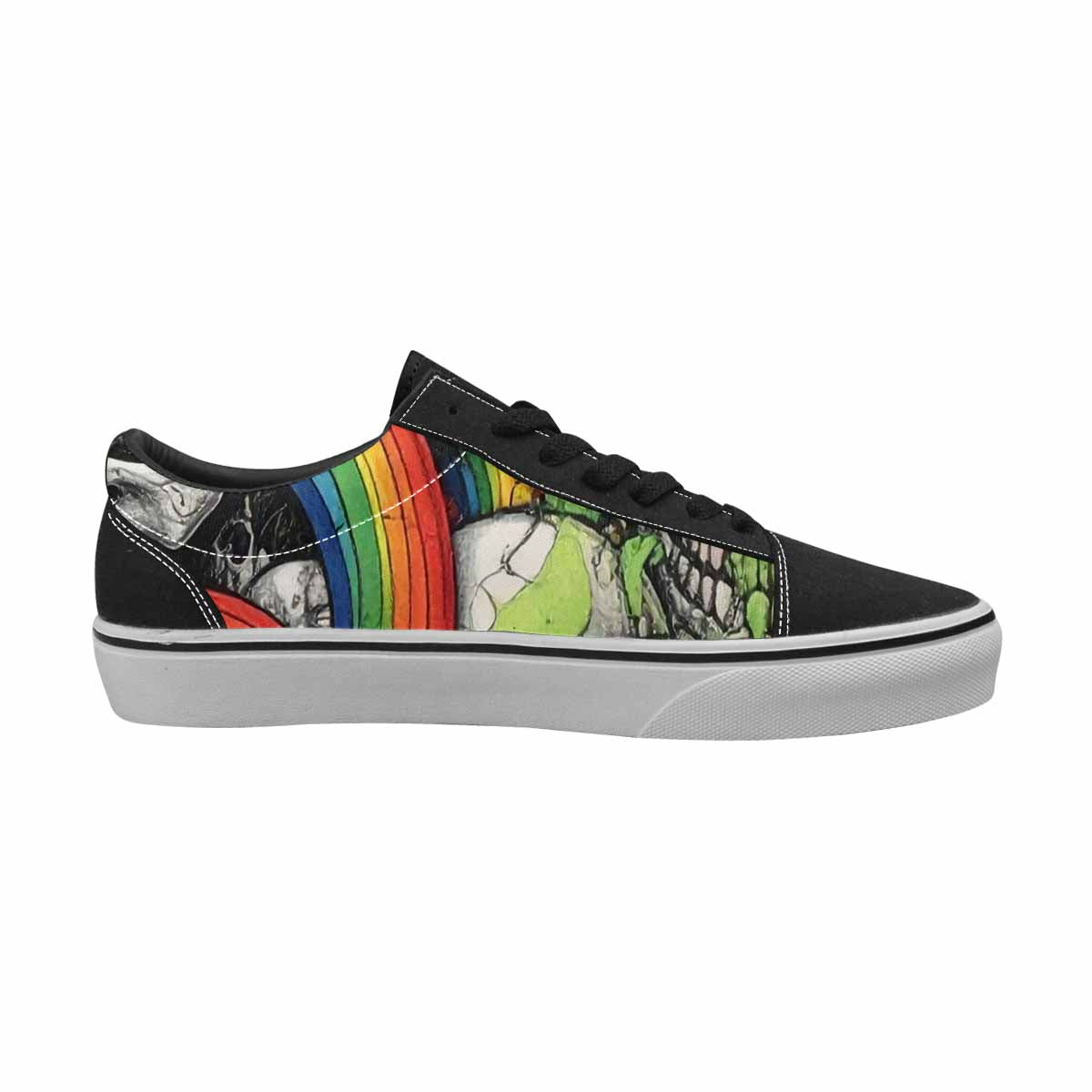 WOMEN'S Rainbow From Skull S Lace-Up Canvas Wallpaper Art Custom Sneakers
