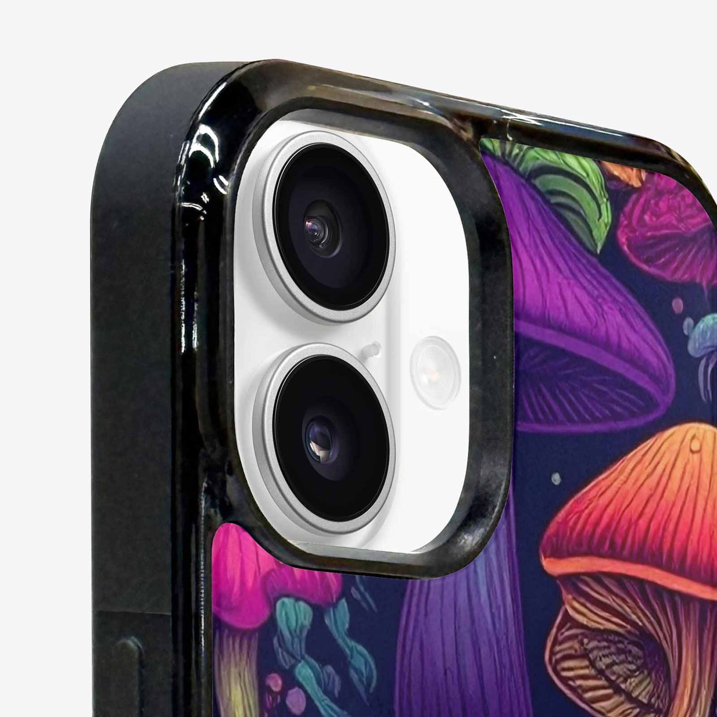 iPhone 16 Case — Mushroom Psychedelic Art Seamless Pattern Vibrant, Custom Art Phone Cover