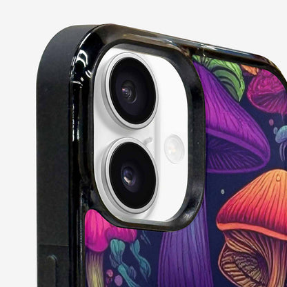 iPhone 16 Case — Mushroom Psychedelic Art Seamless Pattern Vibrant, Custom Art Phone Cover