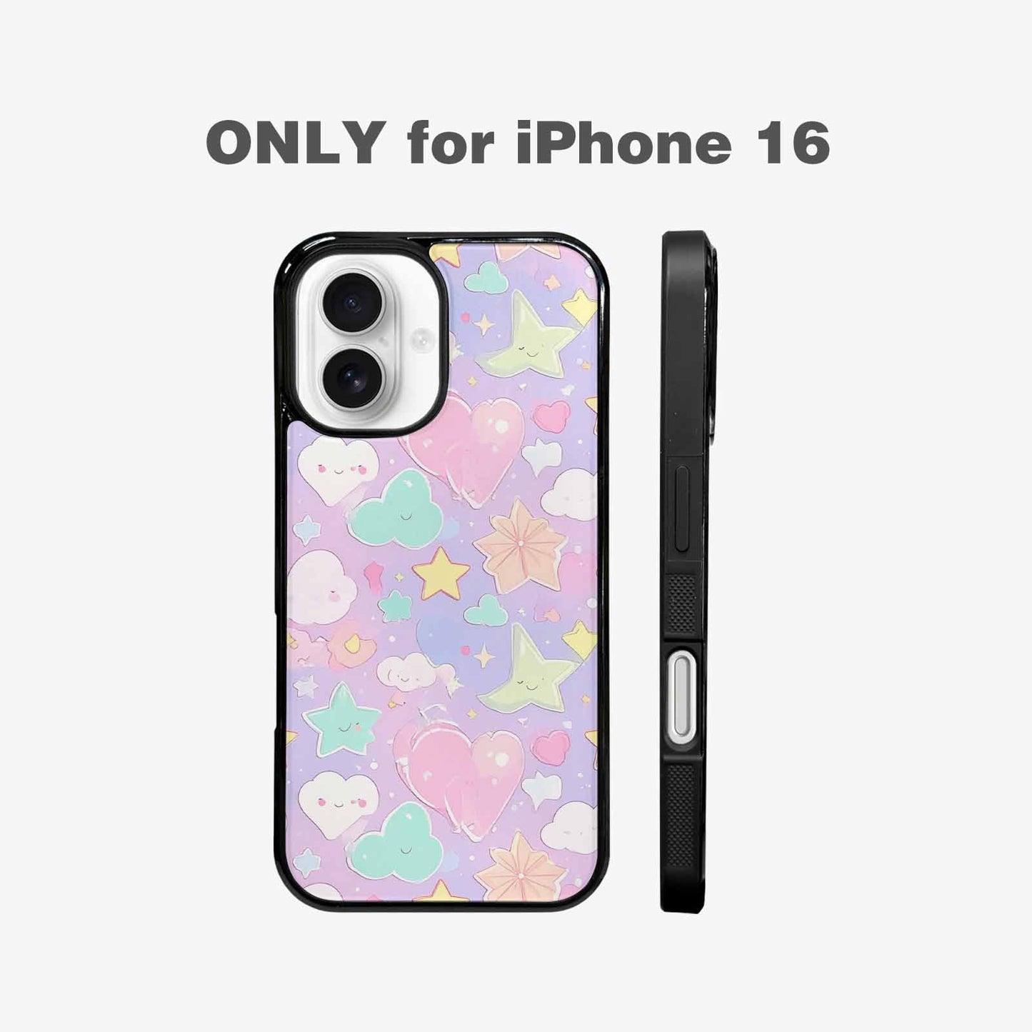 iPhone 16 Case — Cute Kawaii Style Generic Icons Stars, Original Design Phone Case