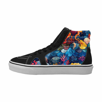 MEN'S Fish Scale Coral High Top Canvas Vivid Custom Shoes