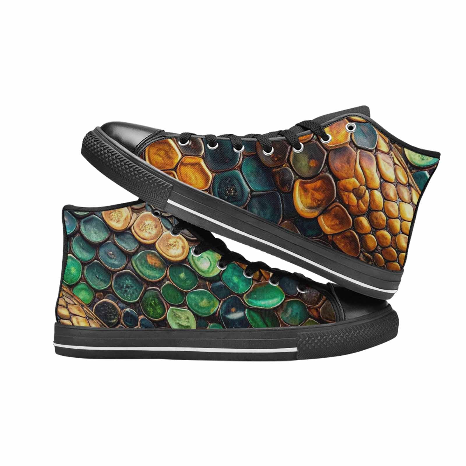 MEN'S Snake Skin Reptile High Top Canvas Wallpaper Art Custom Sneakers