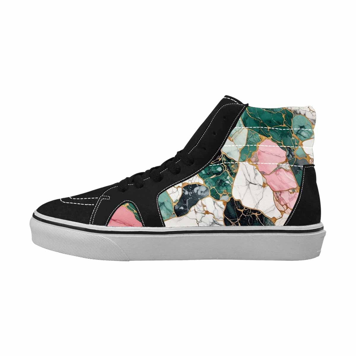 WOMEN'S Marble Stone Texture High Top Canvas Cottagecore Custom Shoes