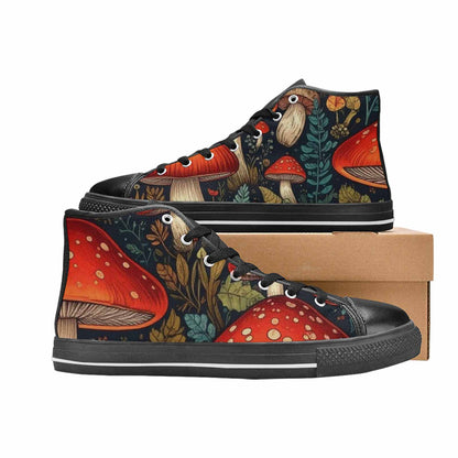 WOMEN'S Mushroom High Top Canvas Wallpaper Art Custom Shoes
