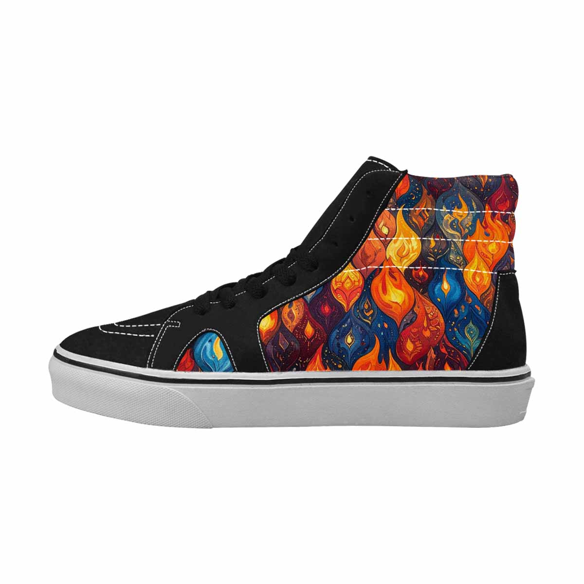 WOMEN'S Fire Flame High Top Canvas Vibrant Chaos Shoes