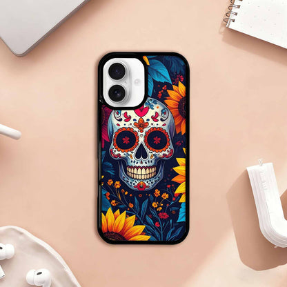iPhone 17 Case — Sunflower Skulls Print Gothic Skulls, Custom Print Case Cover