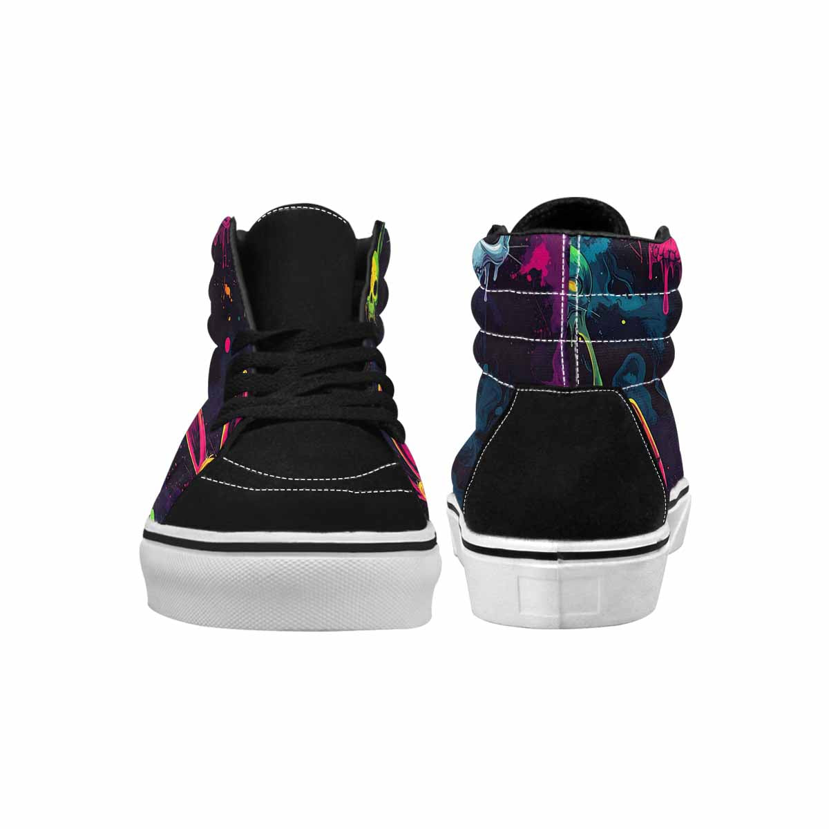 MEN'S Radioactive Ghost Bunny Skull High Top Canvas Wallpaper Art Custom Sneakers