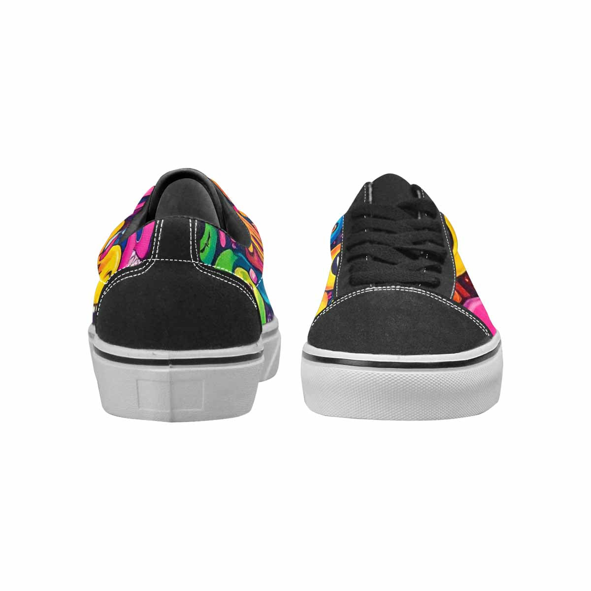 WOMEN'S Yellow Smiley Face Canvas Lace-Up Dark Academia Custom Shoes